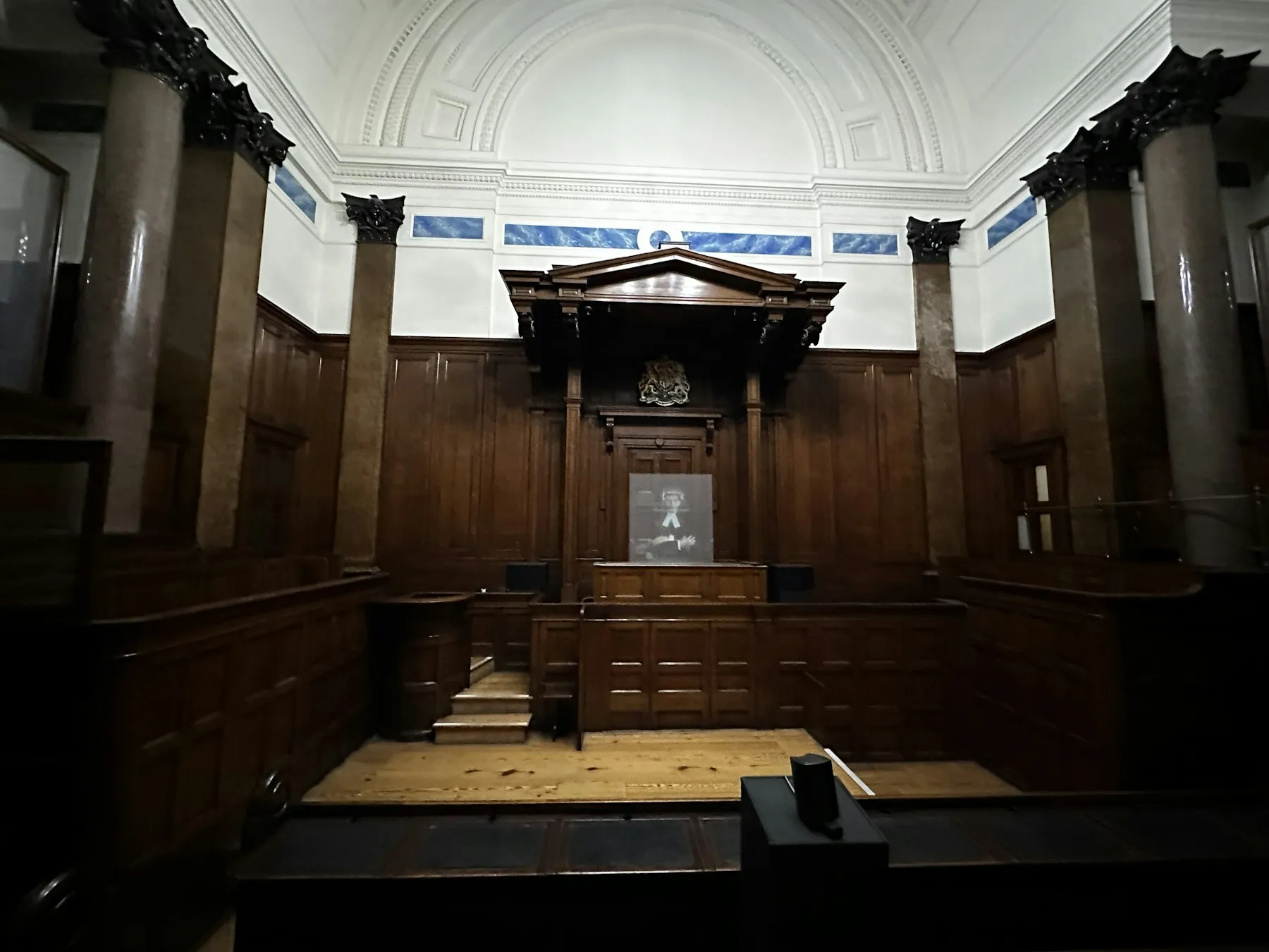 Interior of a traditional courtroom